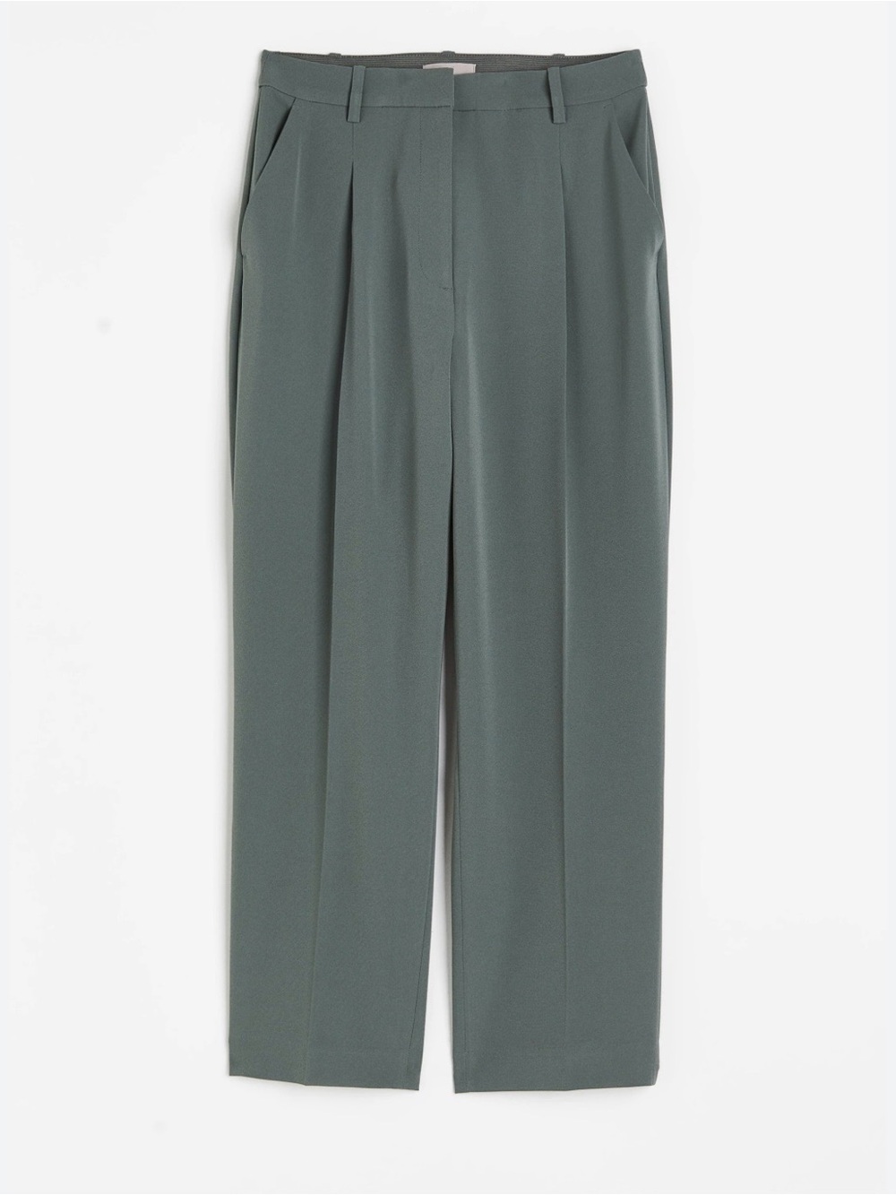 H&M Wide-Leg Trousers in Sage Green
